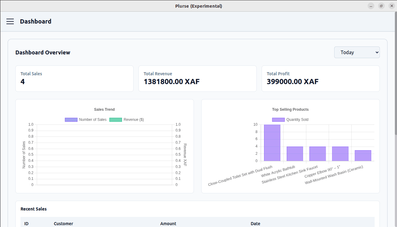 Plurse app dashboard